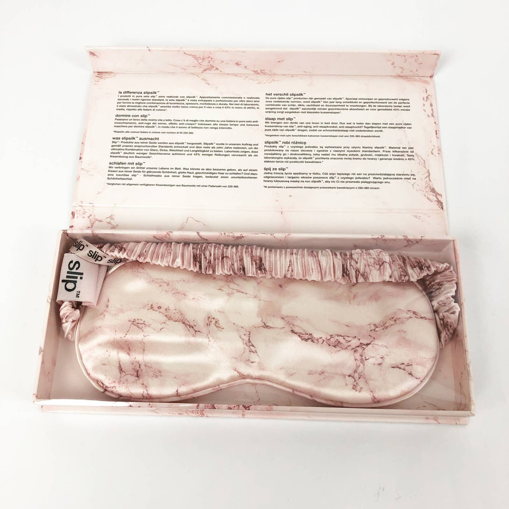 SLIP Women's Silk Sleep Mask Pink Marble 100% Pure Mulberry (One Size) NIB - Picture 6 of 6